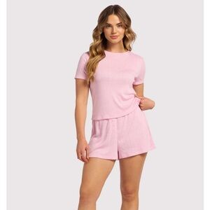 nuuds SOLD OUT Heart Points Tee & Short Pajama Set in Bon-Bon